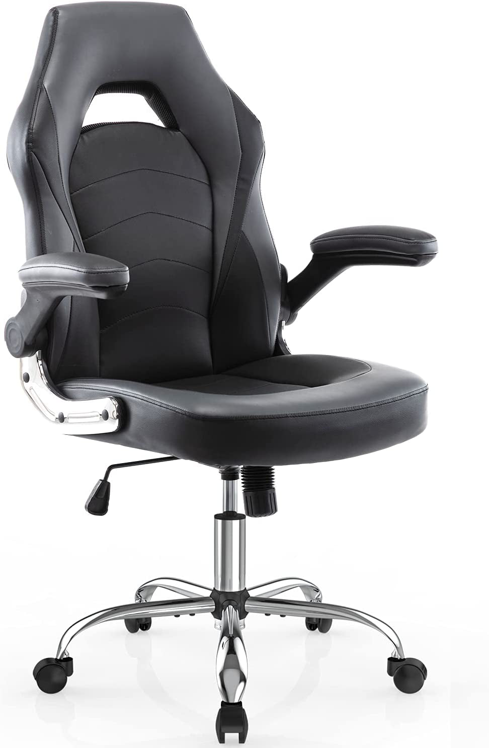 Ergonomic Racing Style Gaming Chair with Adjustable Height and Flip-Up Arms, Bonded Leather Office Chair for Adults, Teens, and Children