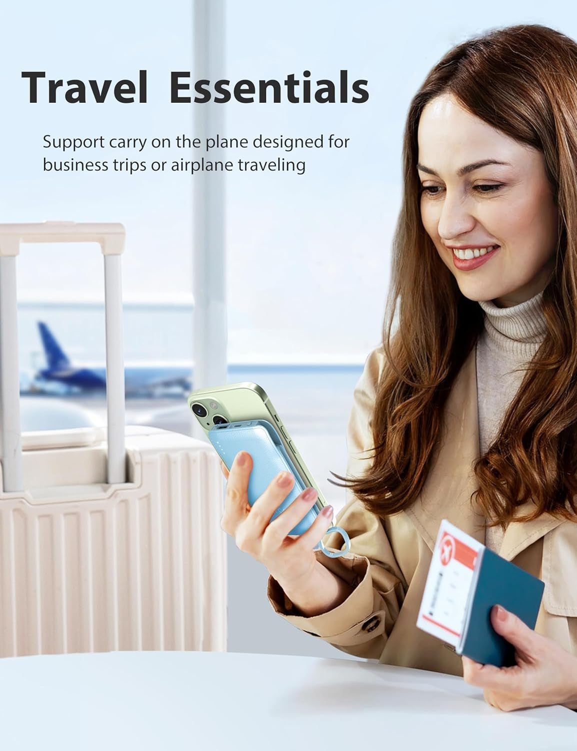 TG90° Dual Pack 10000mAh Power Bank with Integrated Foldable AC Wall Plug and Cables, Ultra-Slim Portable Fast Charger for iPhone and Android Devices, Black & Blue