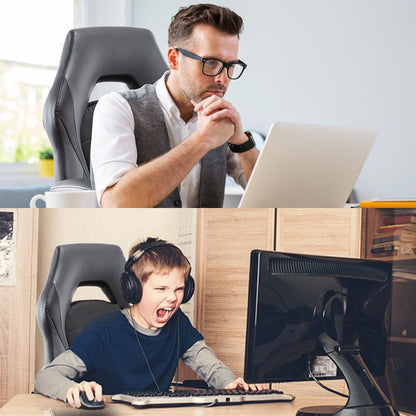 Ergonomic Racing Style Gaming Chair with Adjustable Height and Flip-Up Arms, Bonded Leather Office Chair for Adults, Teens, and Children