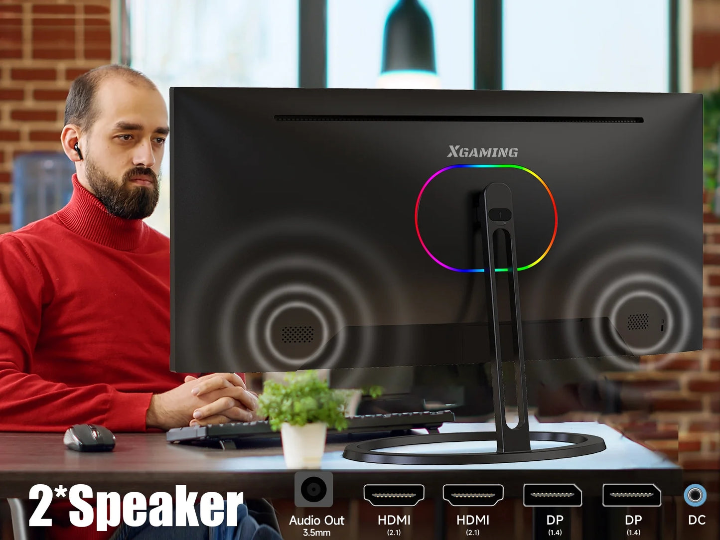 30" Curve PC Gaming Monitor 1800R WFHD (2560 X 1080) Freesync 200Hz 1Ms VRB VESA Mountable PC Monitor, Height, Tilt, Swivel Adjustable 2 X HDMI 1.4 Port & VGA Metal Black