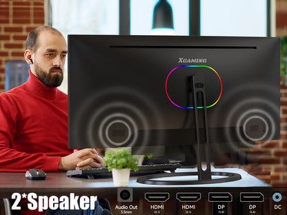 30" Curve PC Gaming Monitor 1800R WFHD (2560 X 1080) Freesync 200Hz 1Ms VRB VESA Mountable PC Monitor, Height, Tilt, Swivel Adjustable 2 X HDMI 1.4 Port & VGA Metal Black